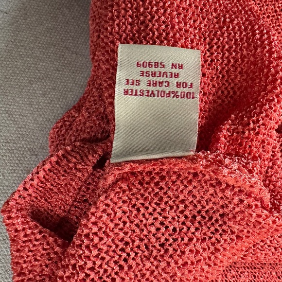 Coral Knit Fringe Poncho Sweater Top Orange Pink Boho Summer New Reba - Picture 3 of 6